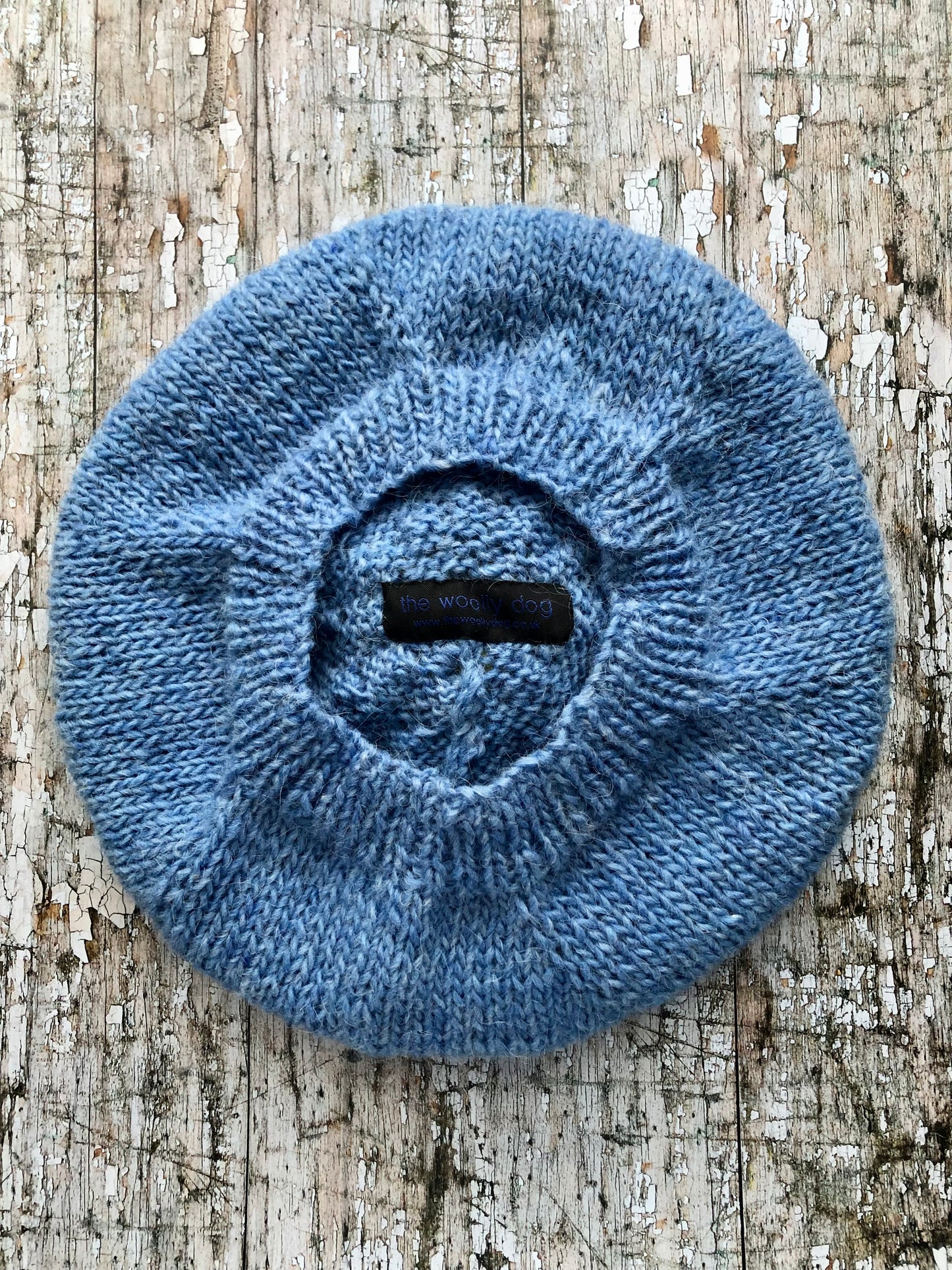 Beret Hand Knitted In Blue + Lemon Wool