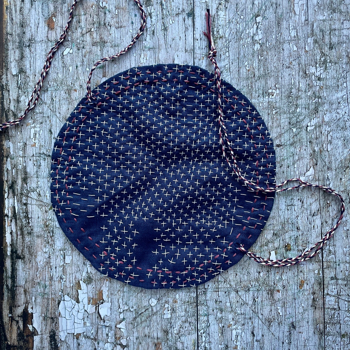 Hand Stitched Sashiko Wearable Art Pouch