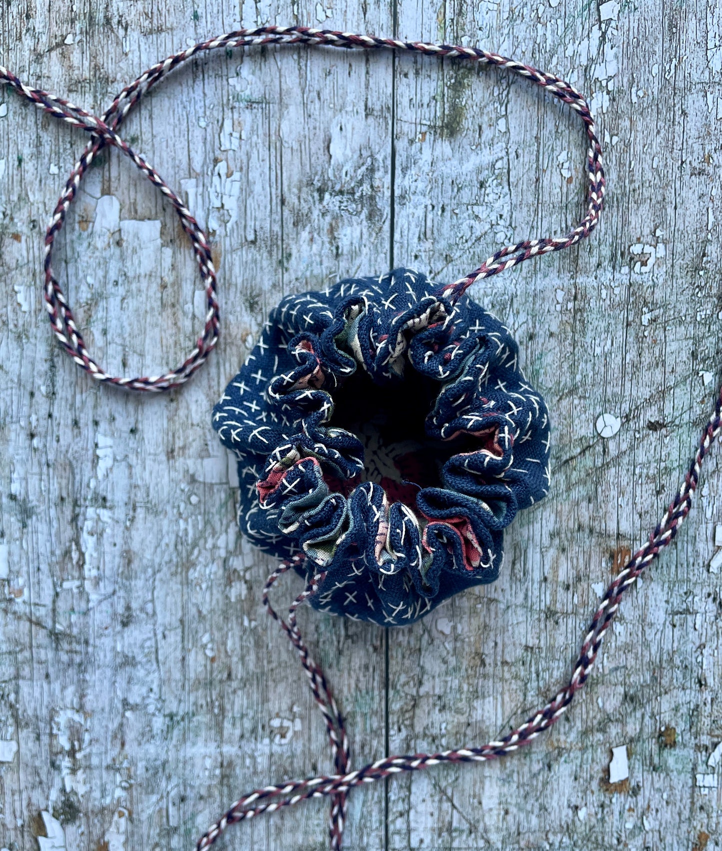 Hand Stitched Sashiko Wearable Art Pouch