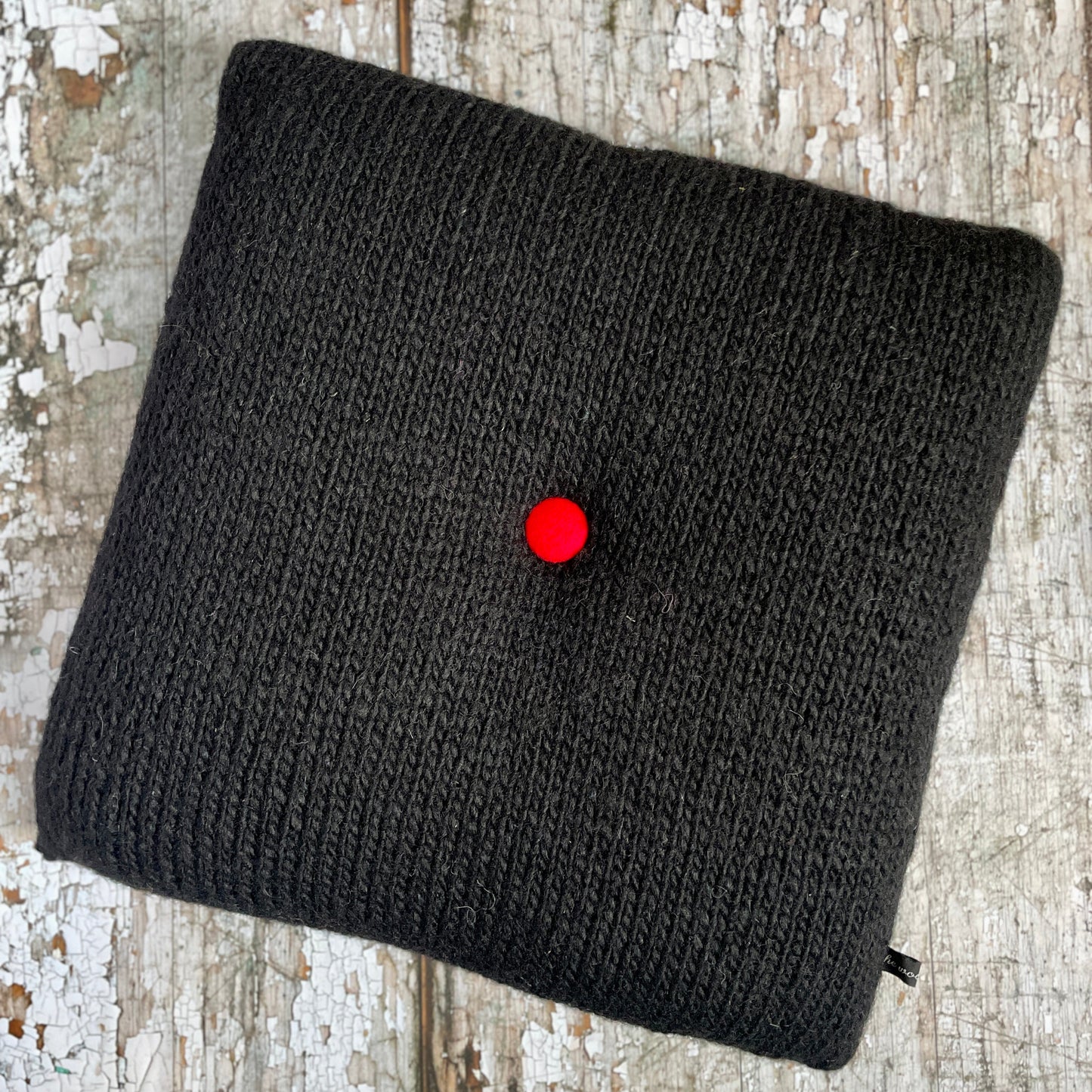 Hand Knitted Wool Cushion 60's Style