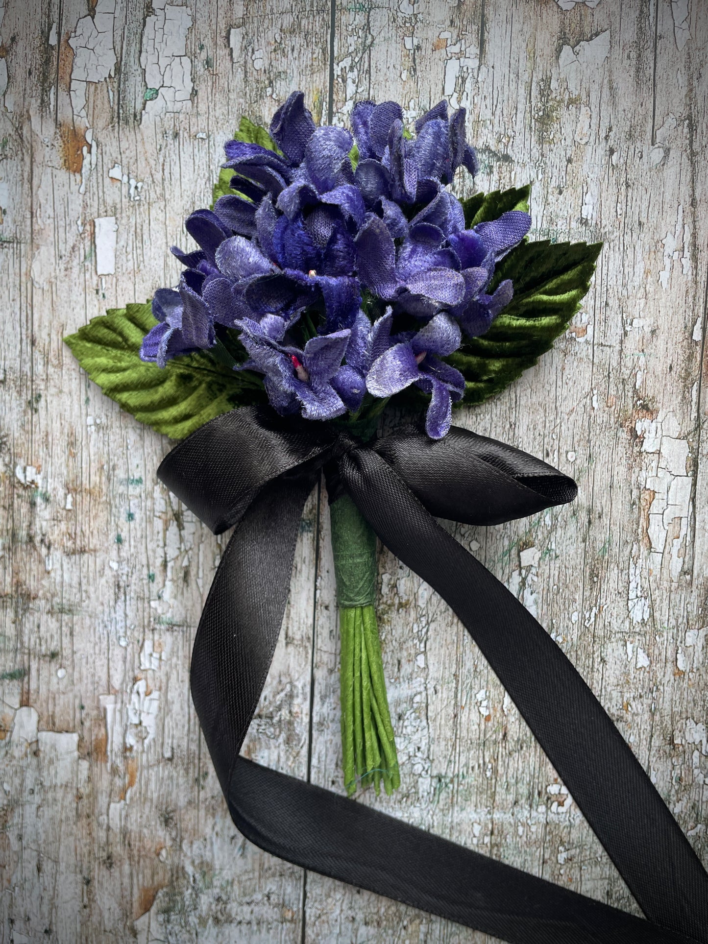 40's Style Vintage Velvet Violets Brooch
