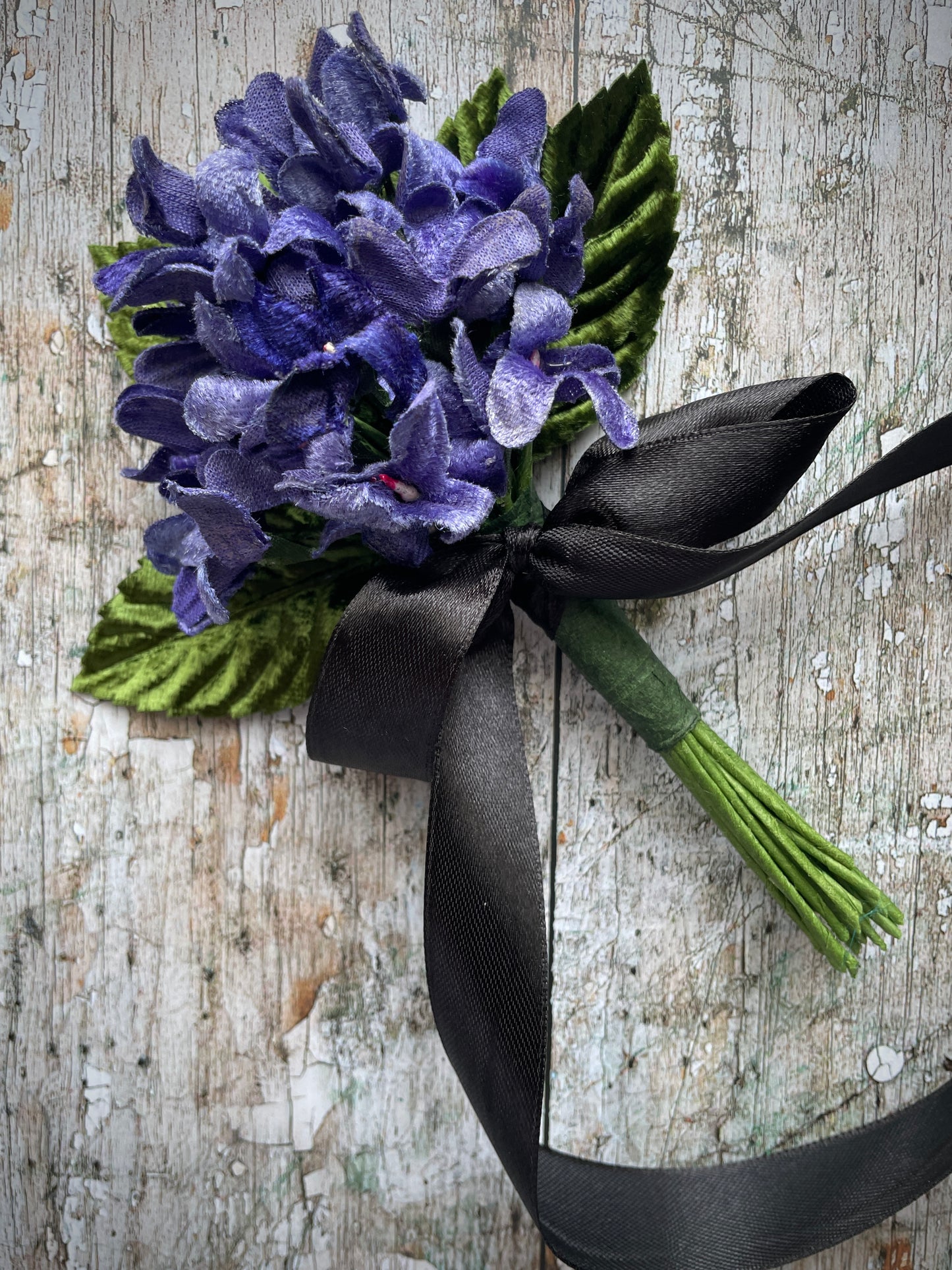 40's Style Vintage Velvet Violets Brooch