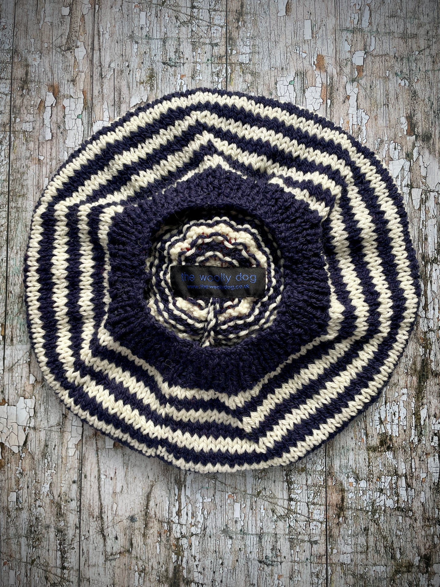 Children's Hand Knit Breton Stripe Wool Beret, Navy, Cream And Red 2 - 3 yrs