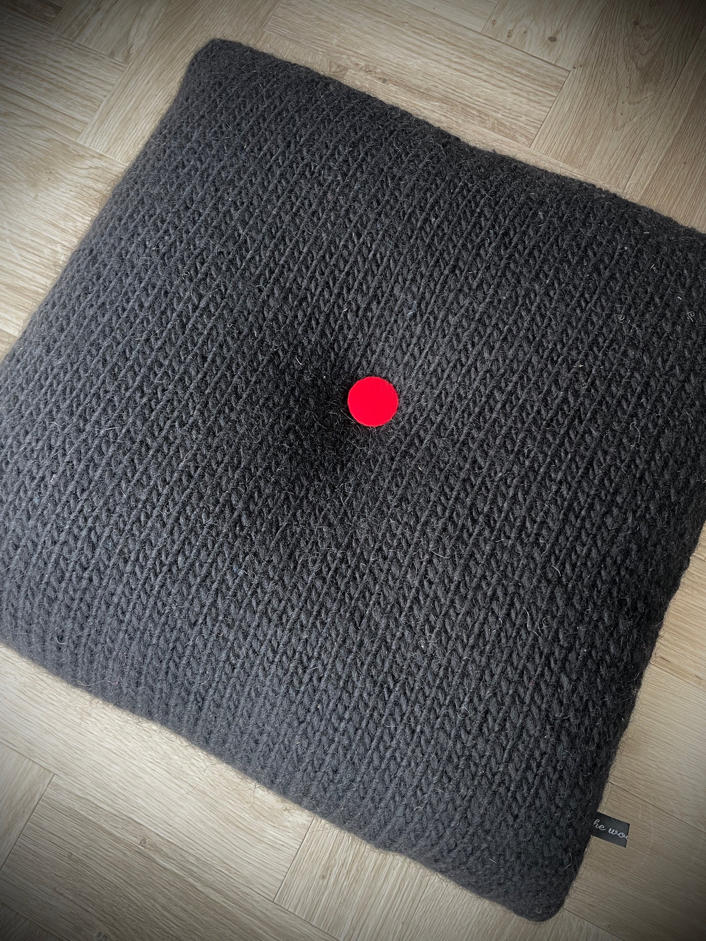 Hand Knitted Wool Cushion 60's Style