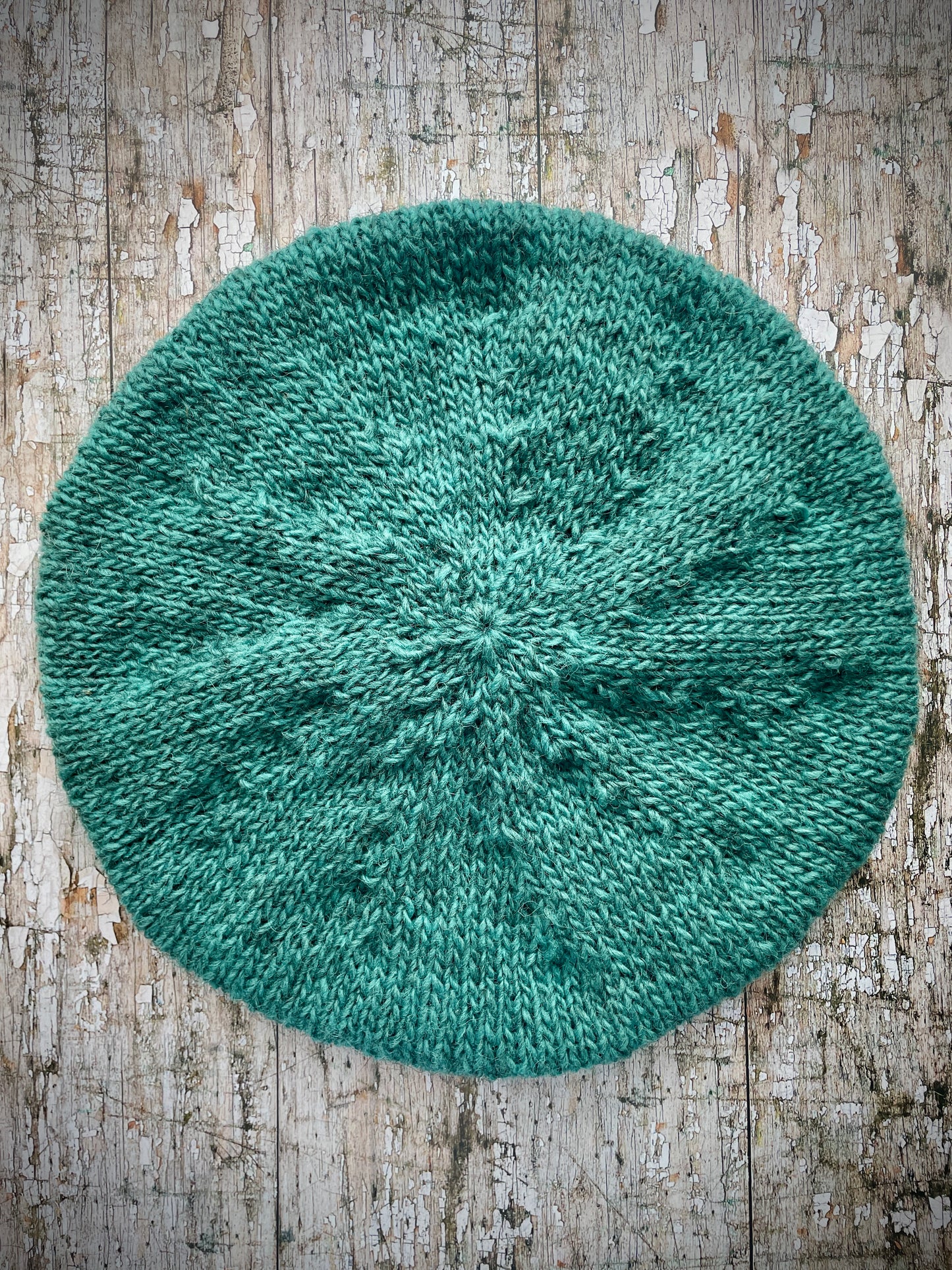 Hand Knitted Wool Beret Viridian