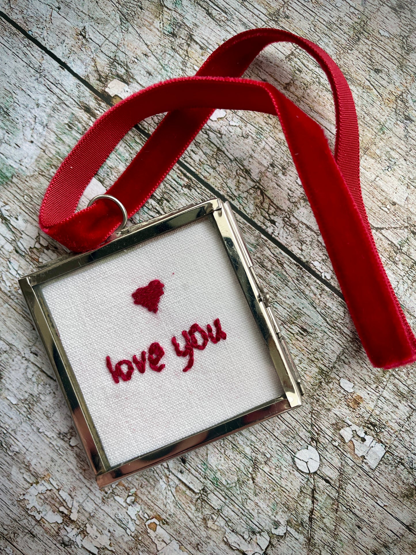 Hand Embroidered Love You Keepsake