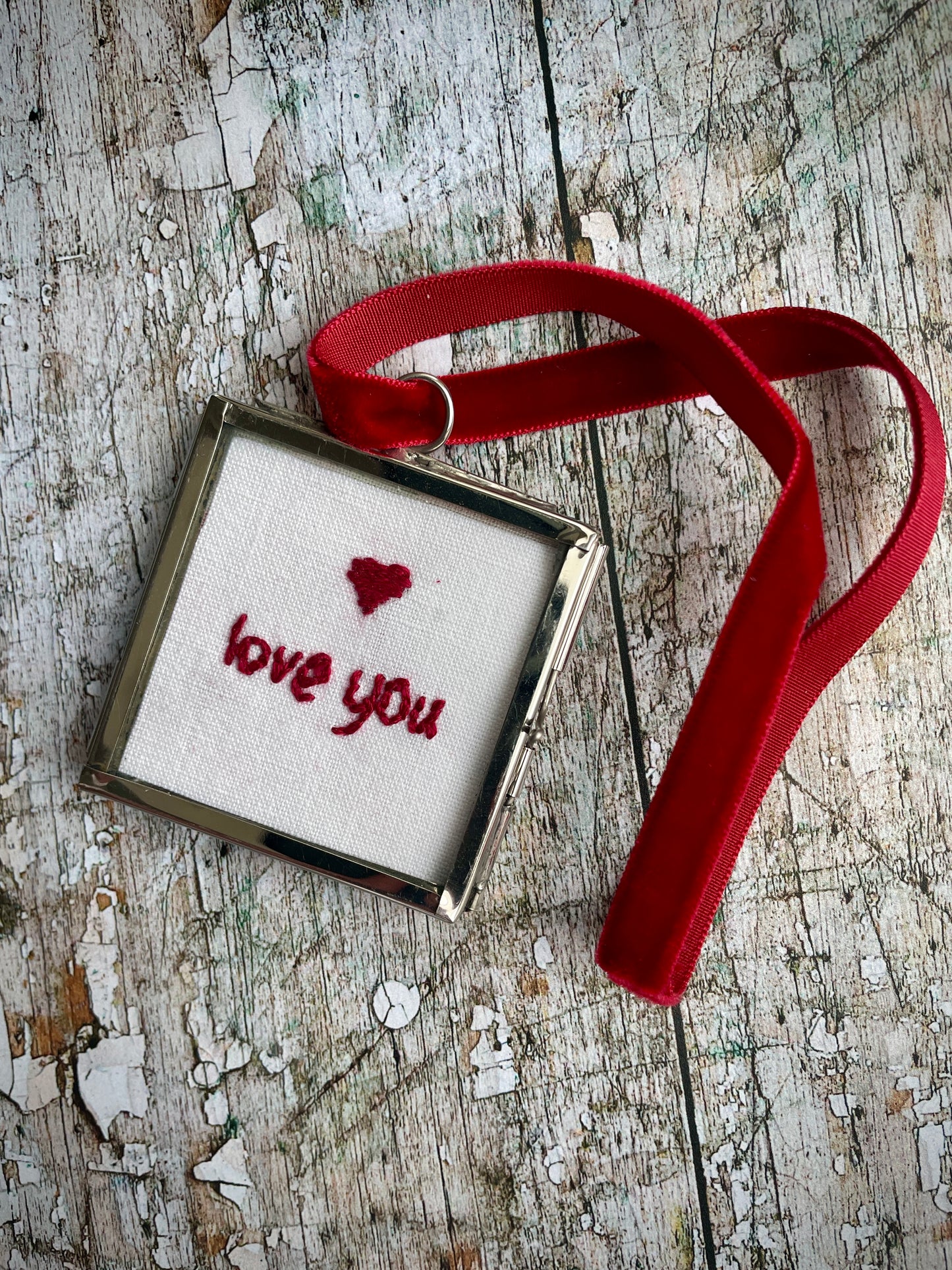 Hand Embroidered Love You Keepsake