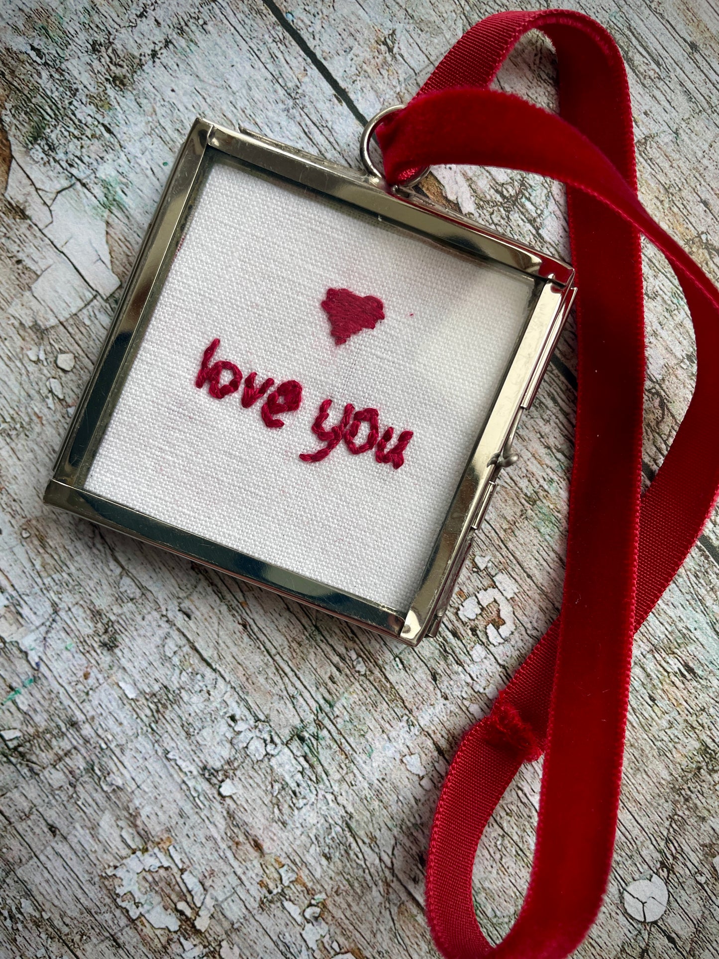 Hand Embroidered Love You Keepsake