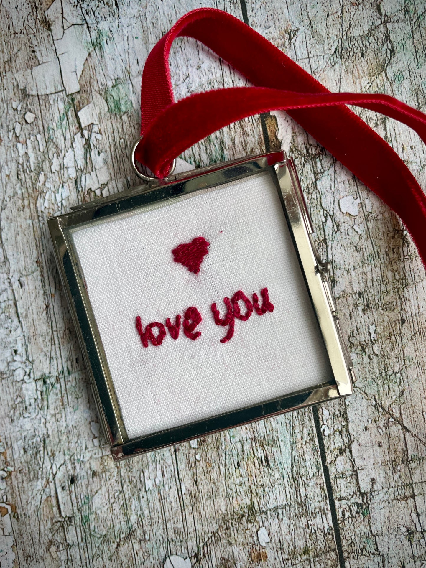 Hand Embroidered Love You Keepsake