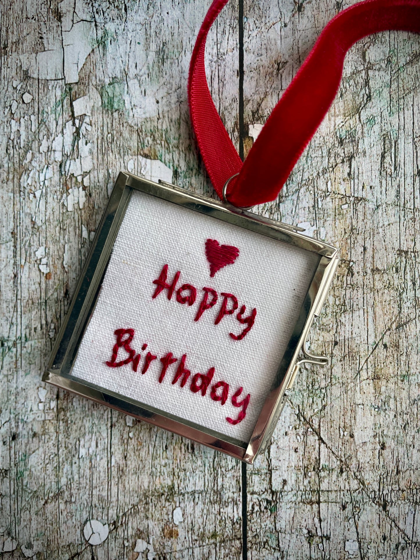 Hand Embroidered Happy Birthday Keepsake