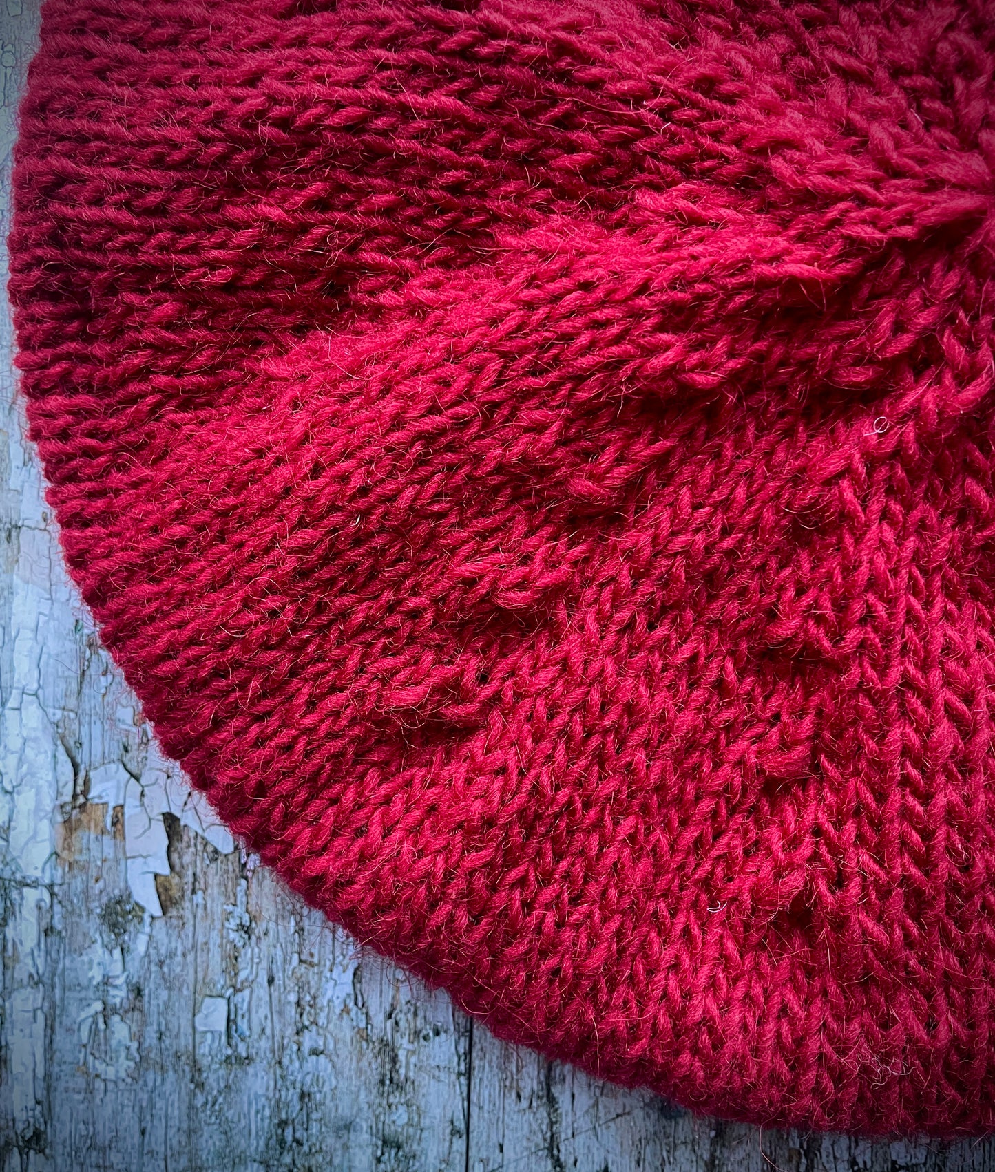 Hand Knitted Wool Beret Red