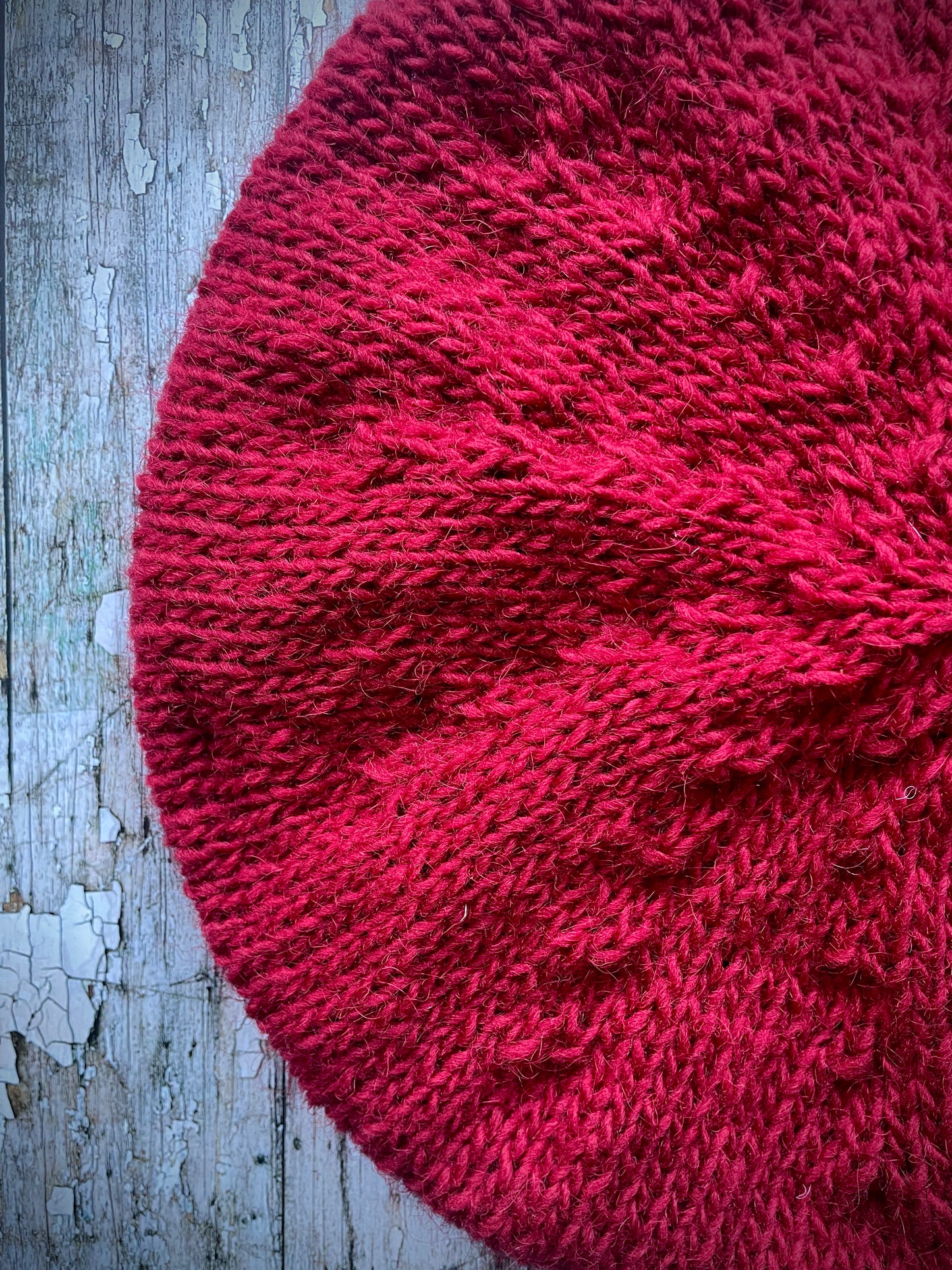 Hand Knitted Wool Beret Red
