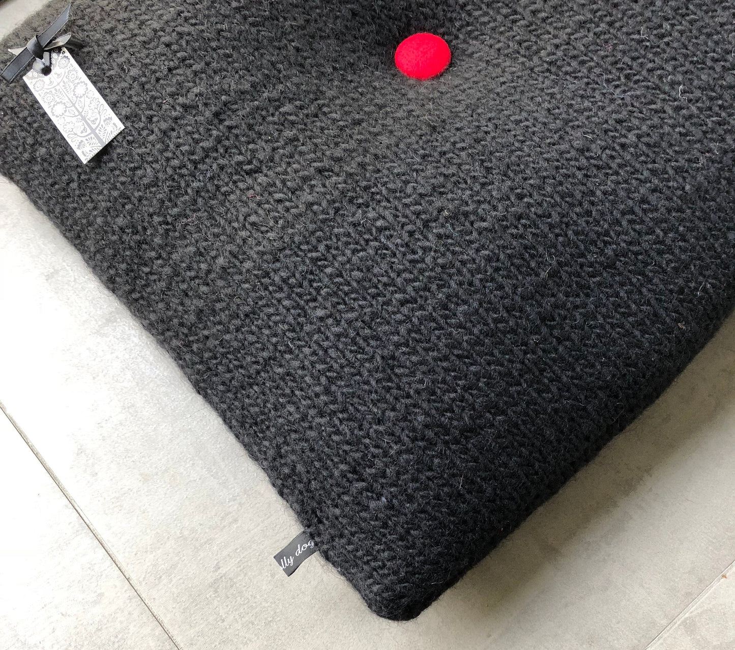 Hand Knitted Wool Cushion 60's Style