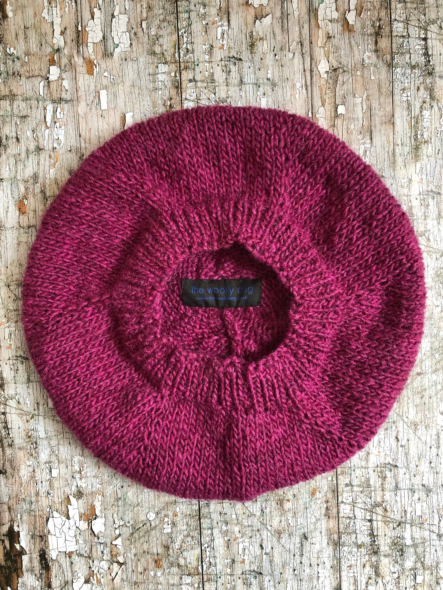 Hand Knitted Wool Beret Fuchsia