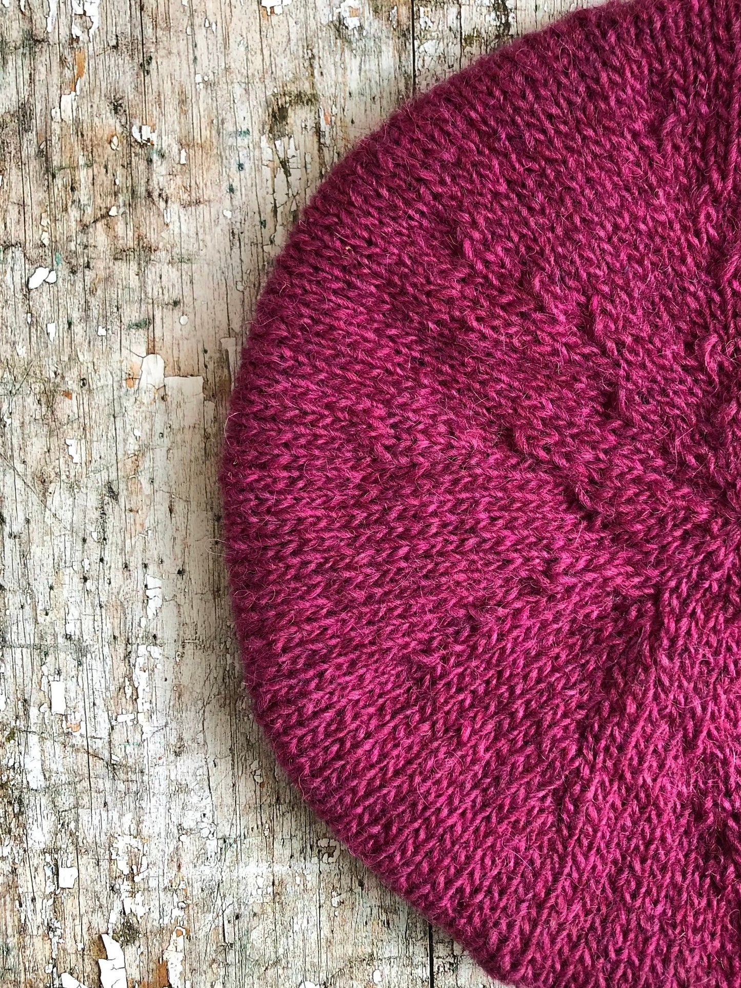 Hand Knitted Wool Beret Fuchsia