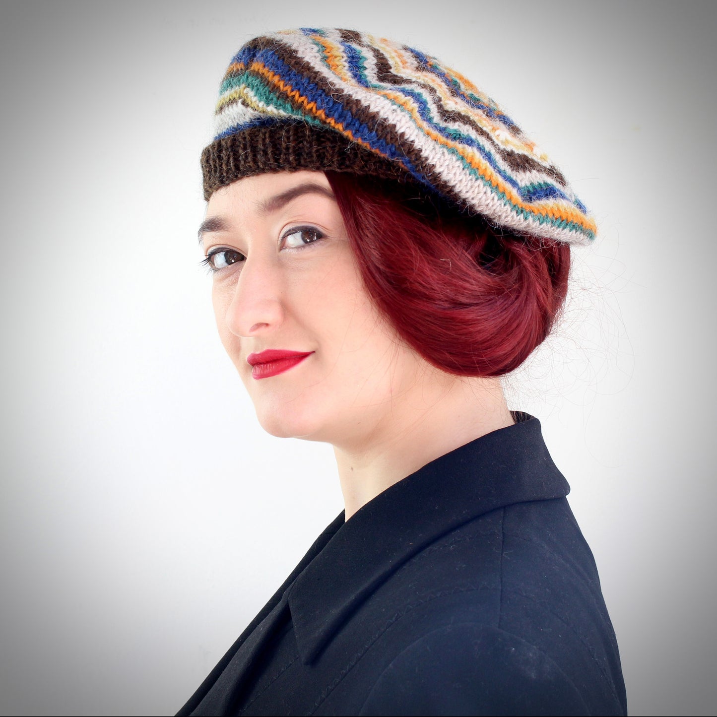 40's Style Hand Knitted Wool Beret no.1