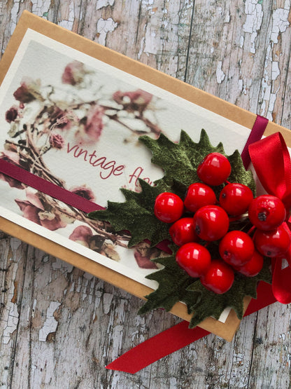 40's Style Holly Berries Brooch