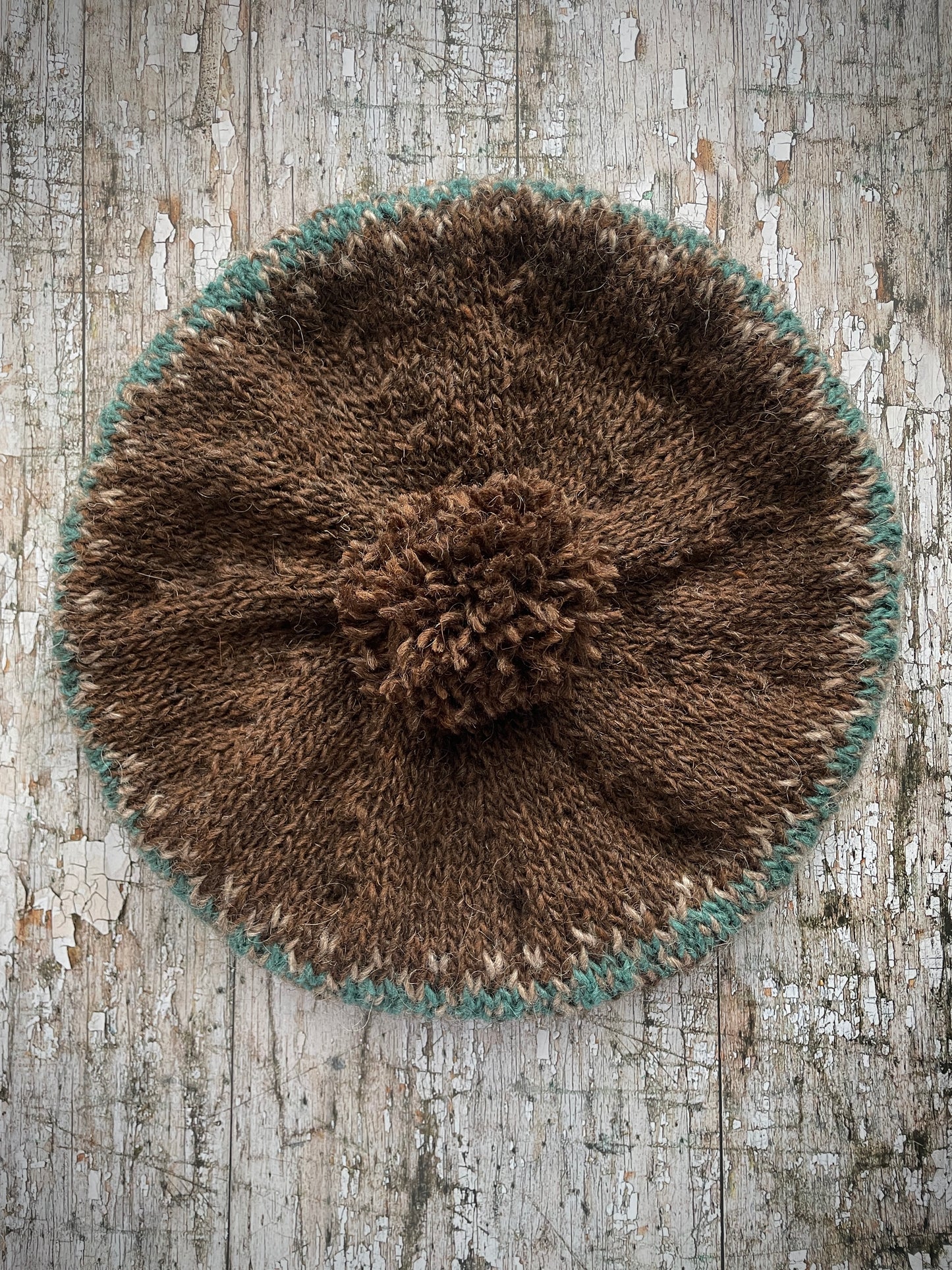 Pattern Beret Hand Knitted In Wool Style D