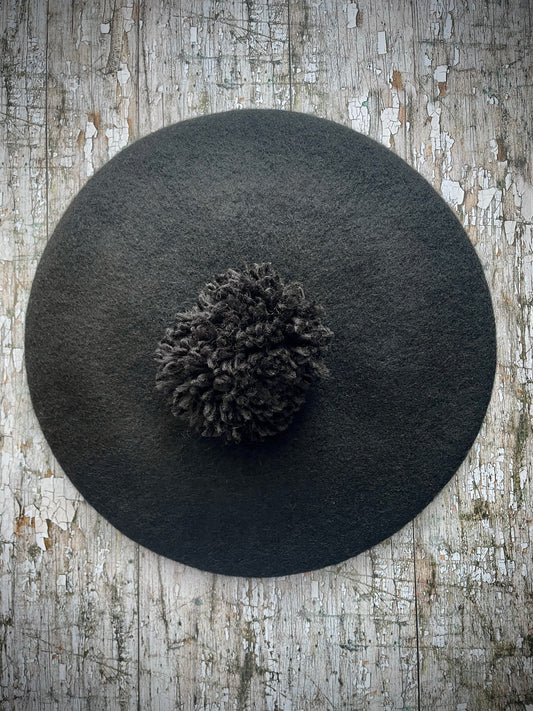 French Felted Wool Beret Black