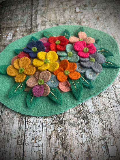Genuine 40's Vintage Felt Flower Brooch