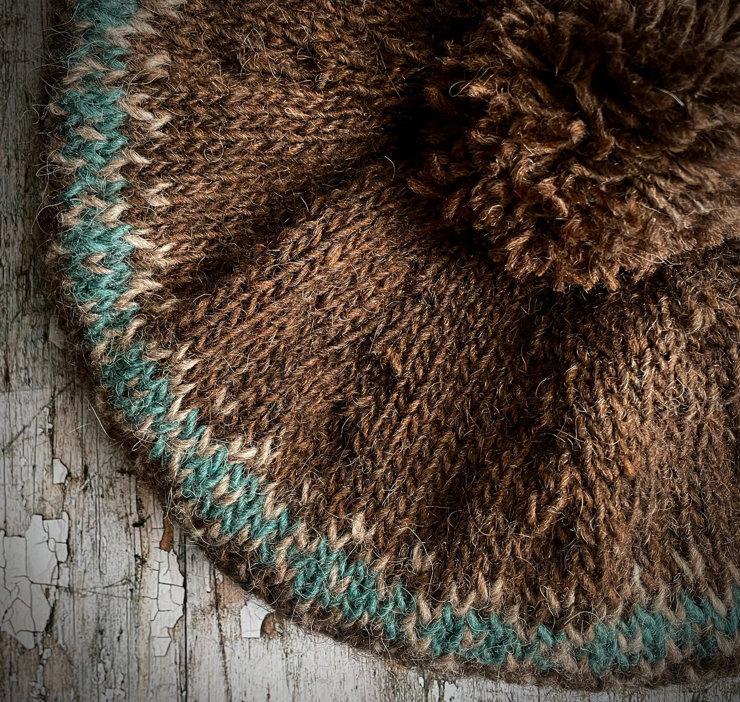 Pattern Beret Hand Knitted In Wool Style D