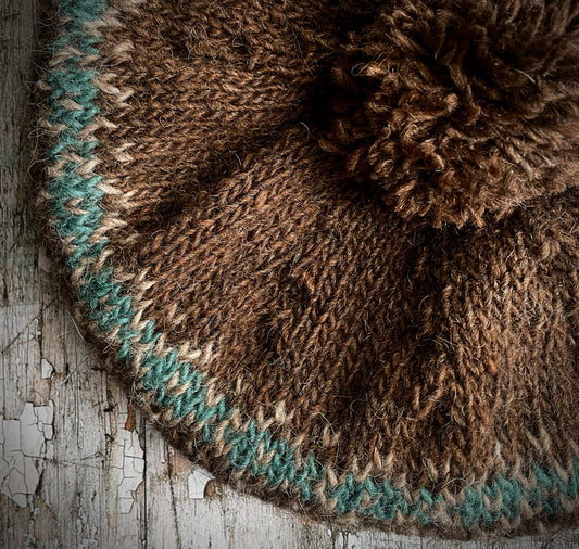 Pattern Beret Hand Knitted In Wool Style D