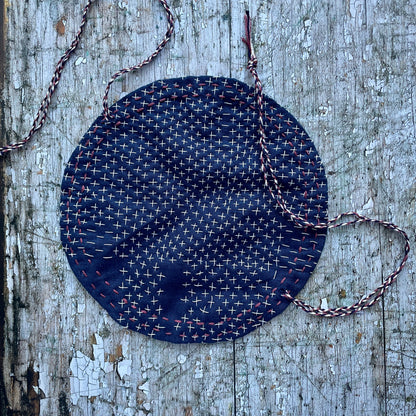Hand Stitched Sashiko Wearable Art Pouch