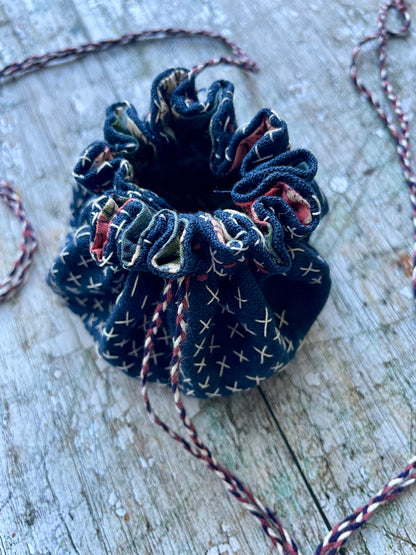 Hand Stitched Sashiko Wearable Art Pouch