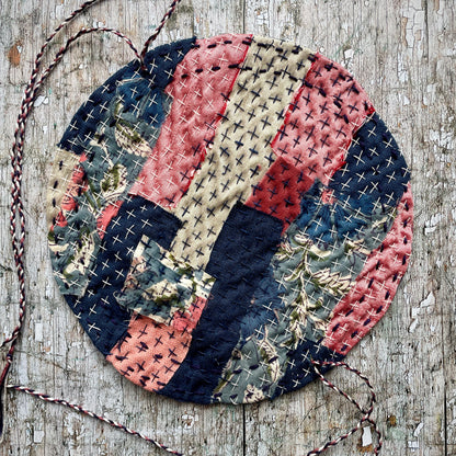Hand Stitched Sashiko + Boro Art Pouch