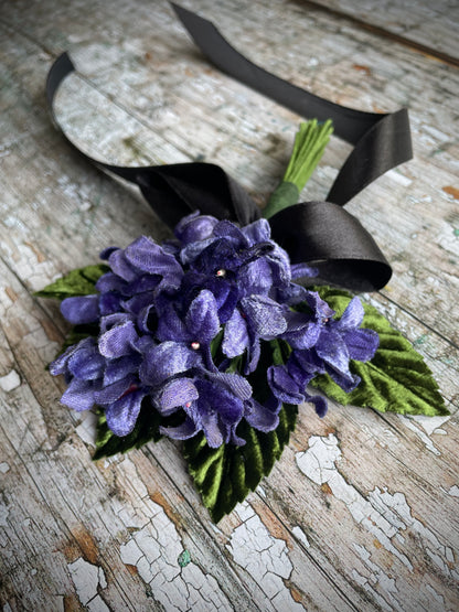 40's Style Vintage Velvet Violets Brooch