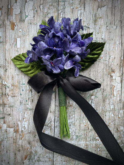 40's Style Vintage Velvet Violets Brooch
