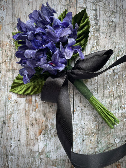 40's Style Vintage Velvet Violets Brooch