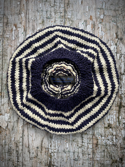 Children's Hand Knit Breton Stripe Wool Beret, Navy, Cream And Red 2 - 3 yrs