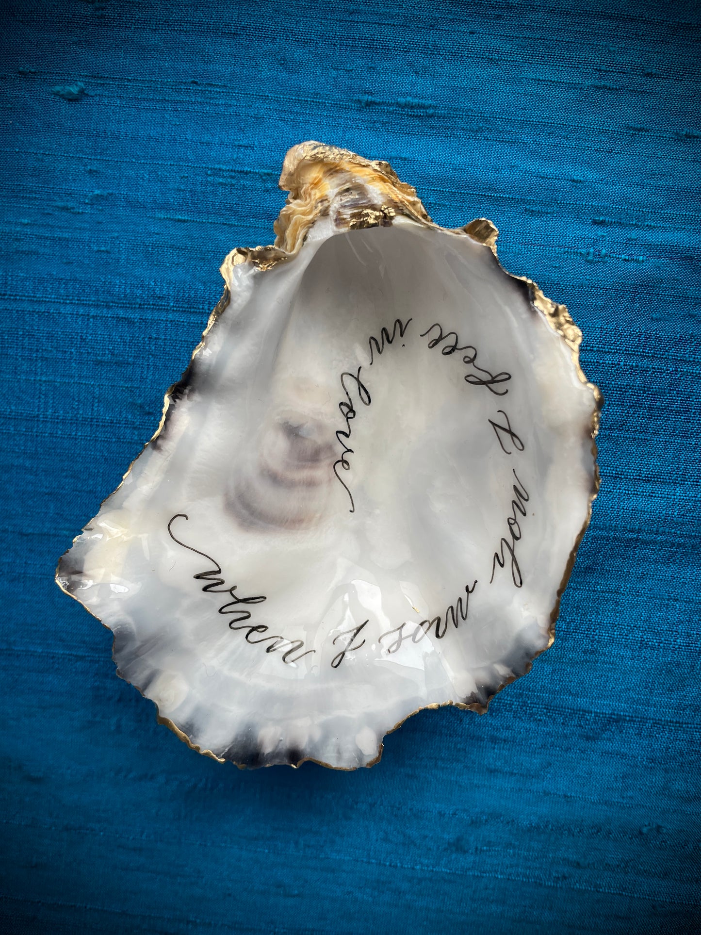 Calligraphy Oyster Shell 'When I Saw You'