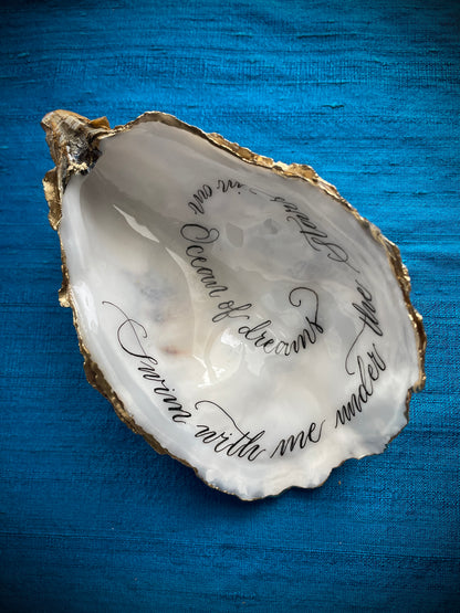 Calligraphy Oyster Shell 'Swim With Me'