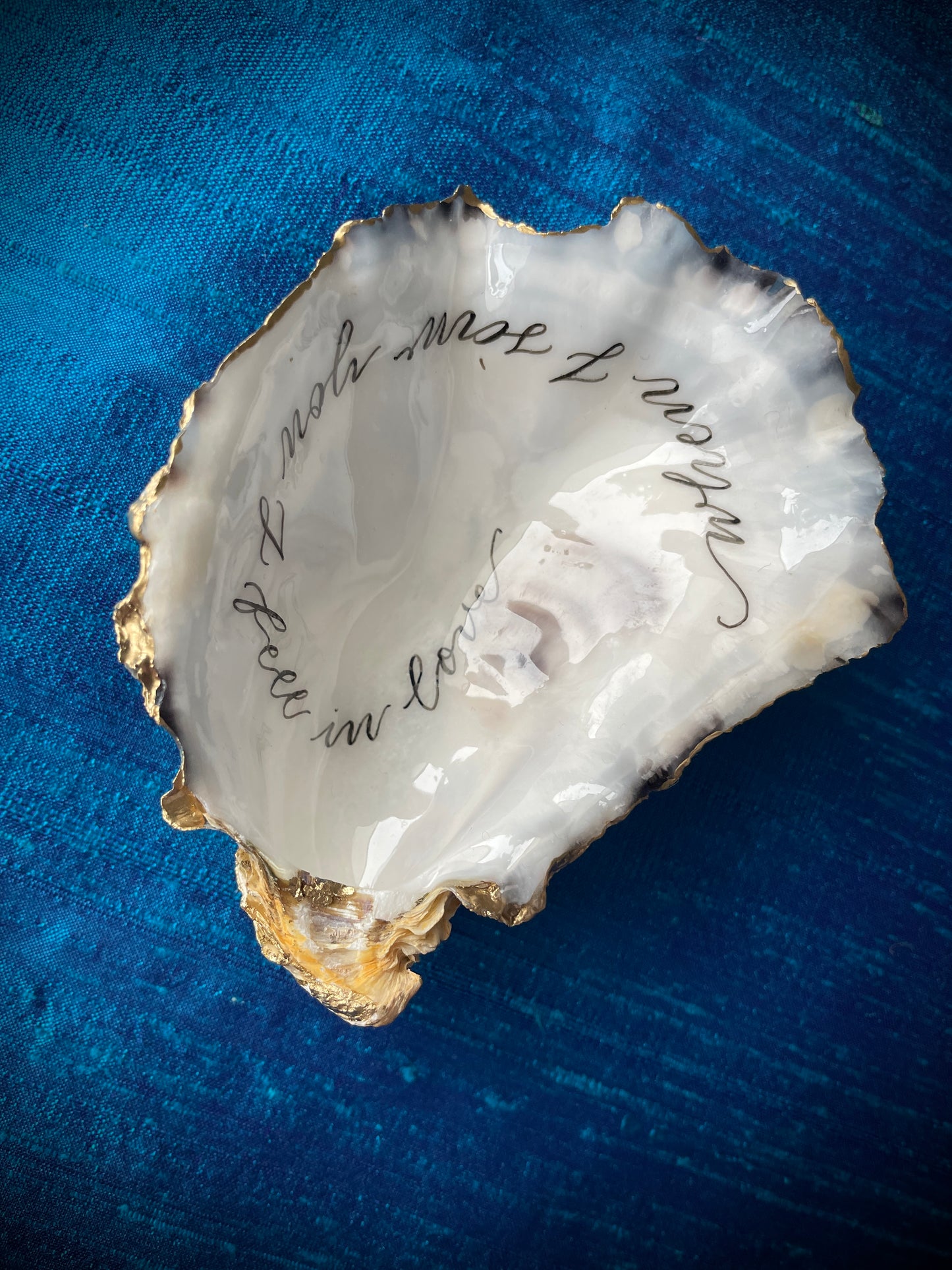 Calligraphy Oyster Shell 'When I Saw You'