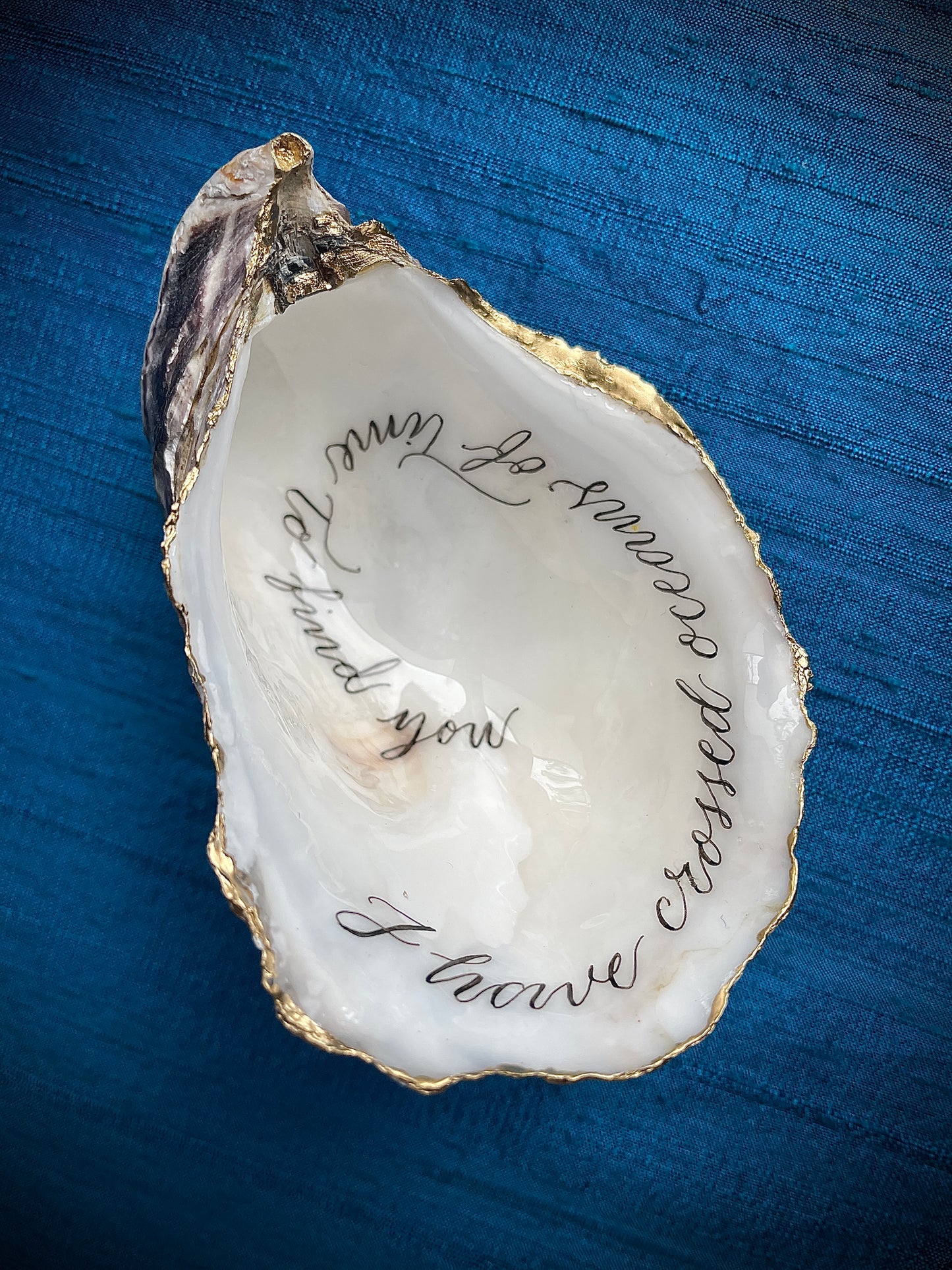Calligraphy Oyster Shell 'I Have Crossed Oceans'