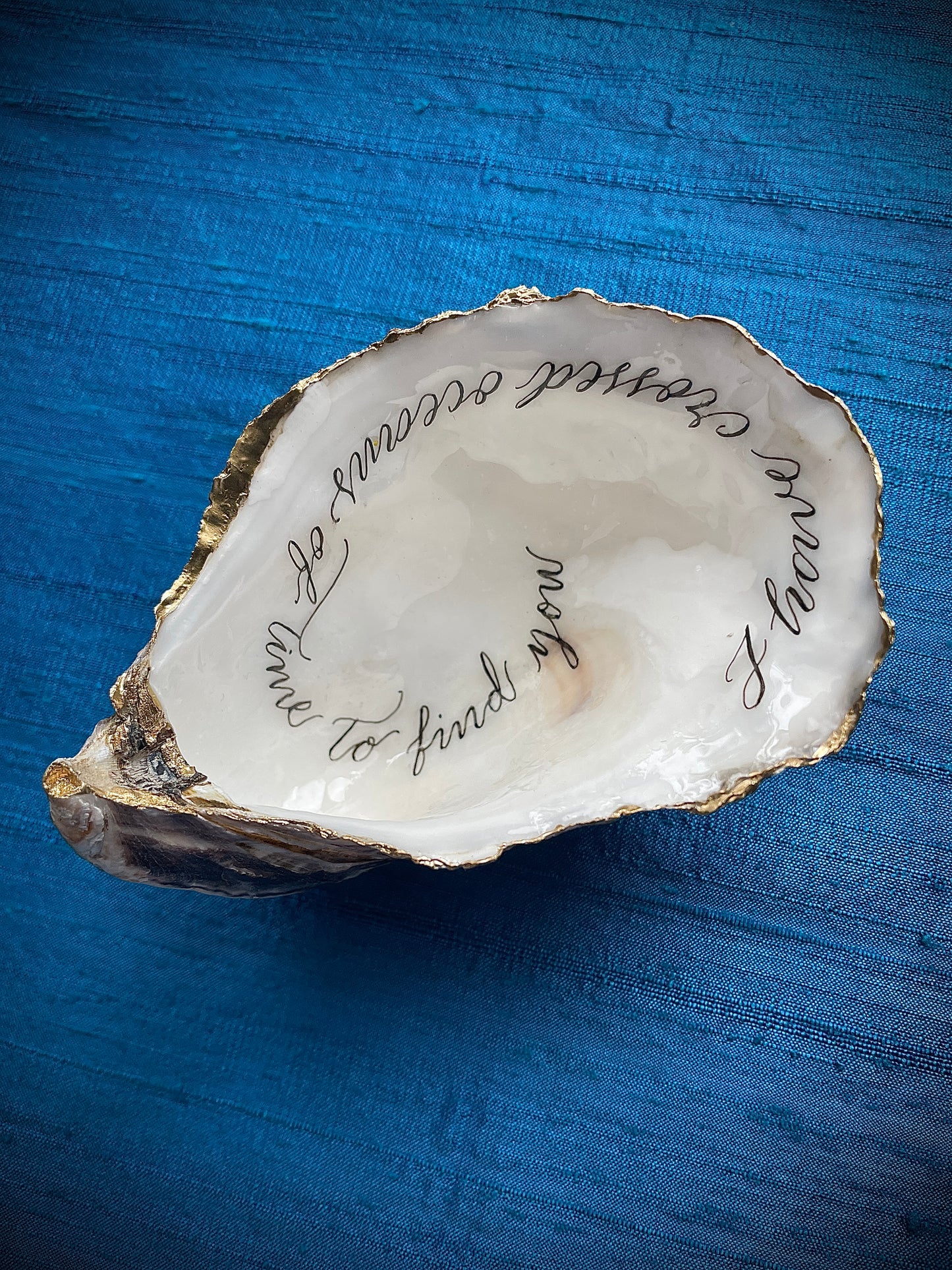 Calligraphy Oyster Shell 'I Have Crossed Oceans'