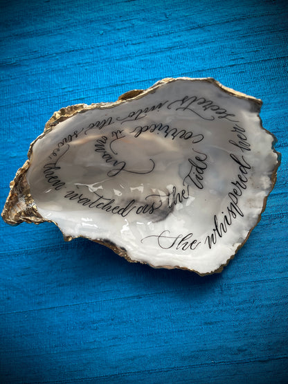 Calligraphy Oyster Shell 'She Whispered'