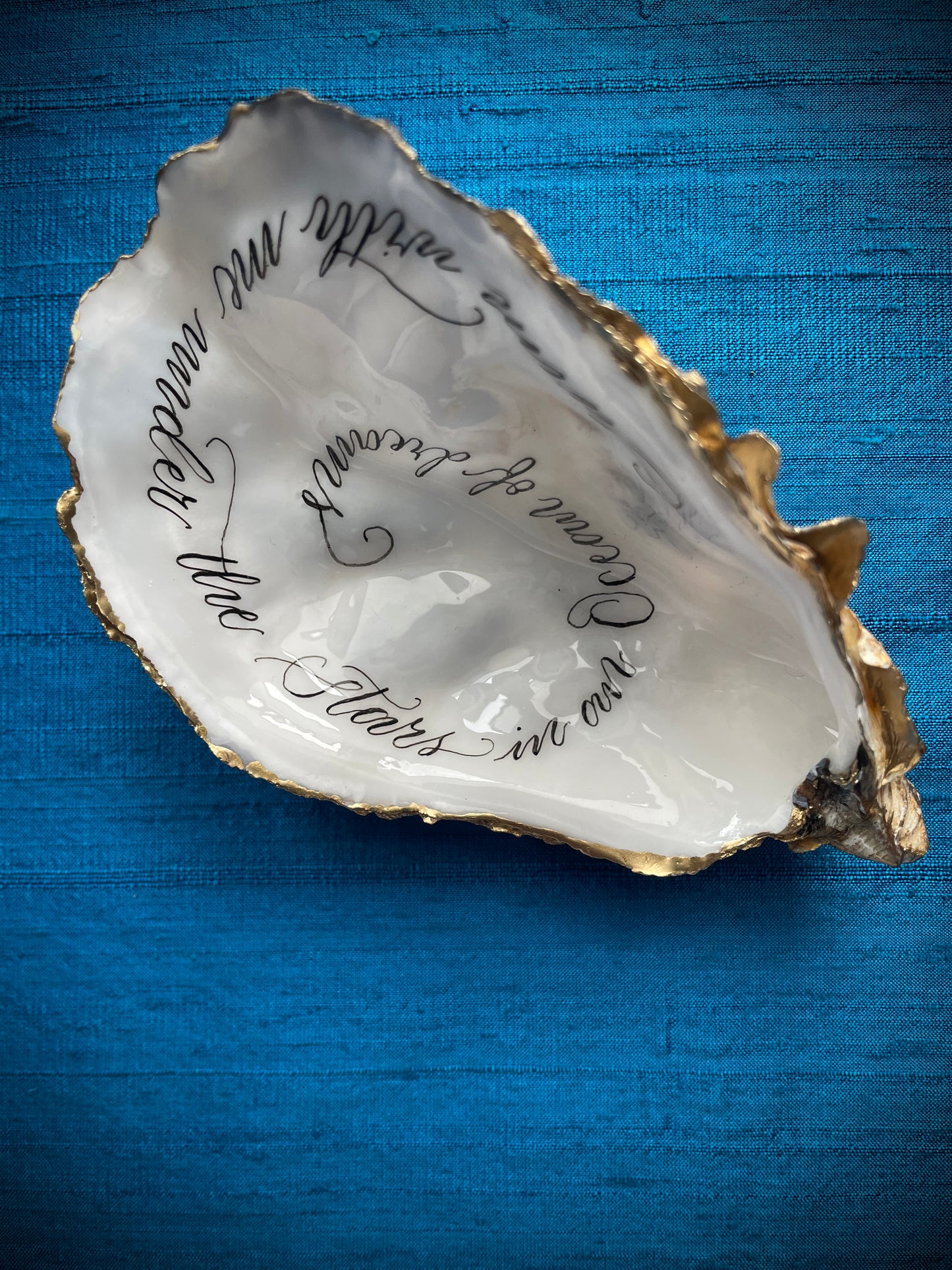 Calligraphy Oyster Shell 'Swim With Me'