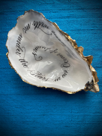 Calligraphy Oyster Shell 'Swim With Me'