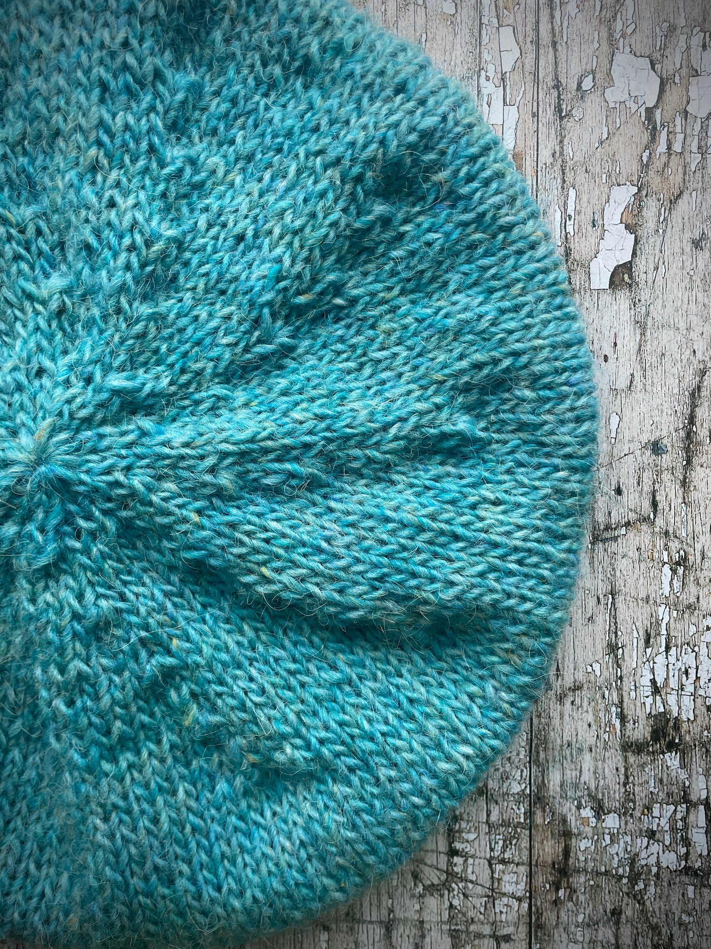 Hand Knitted Wool Beret Aqua