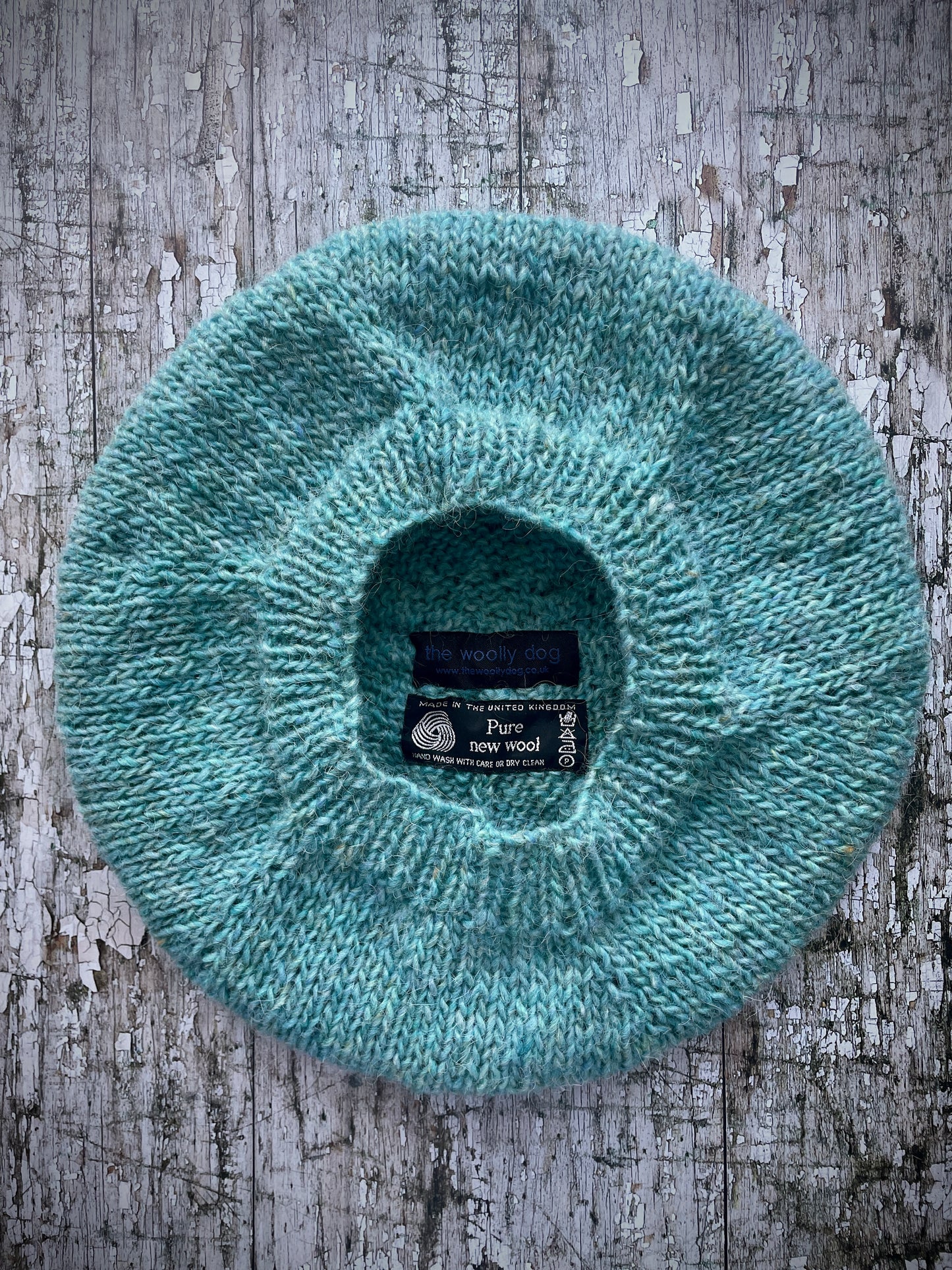 Hand Knitted Wool Beret Aqua
