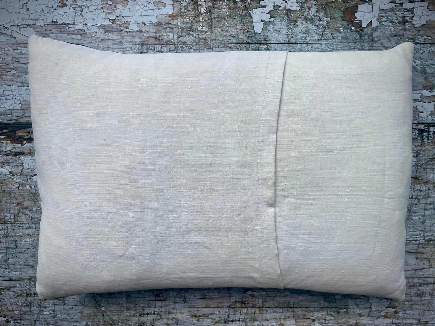 Vintage Linen Cushion Blue + Cream Check