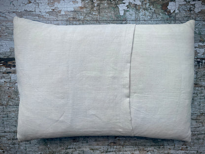Vintage Linen Cushion Blue + Cream Check