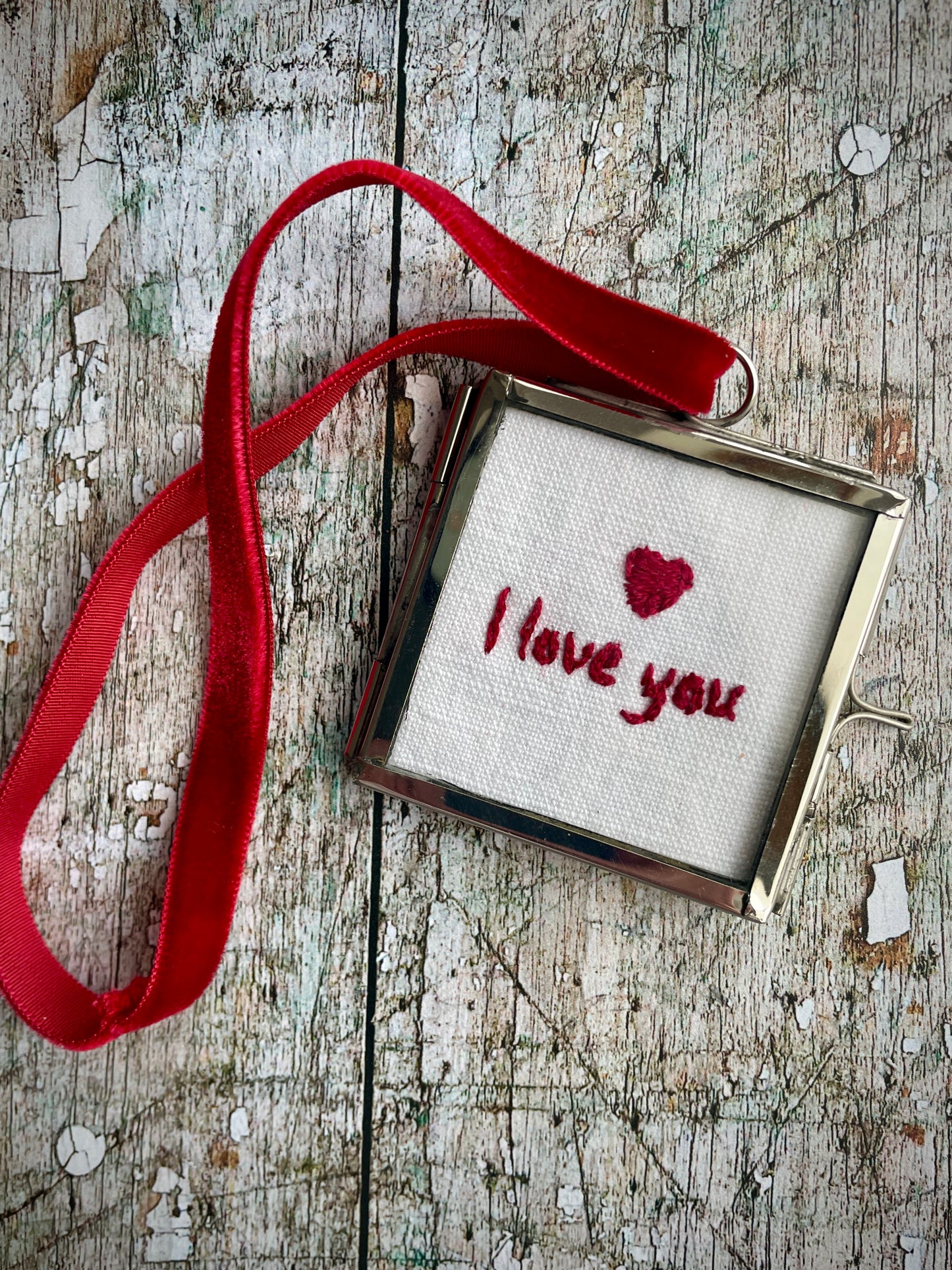 Hand Embroidered I Love You Keepsake
