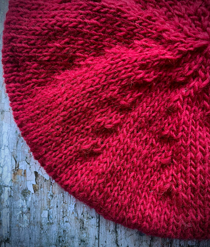 Hand Knitted Wool Beret Red
