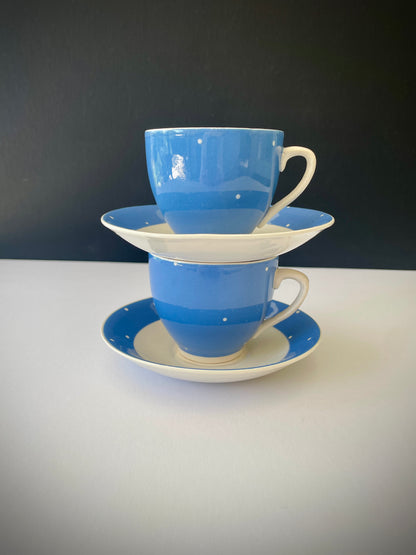 Vintage Spot Cups And Saucers