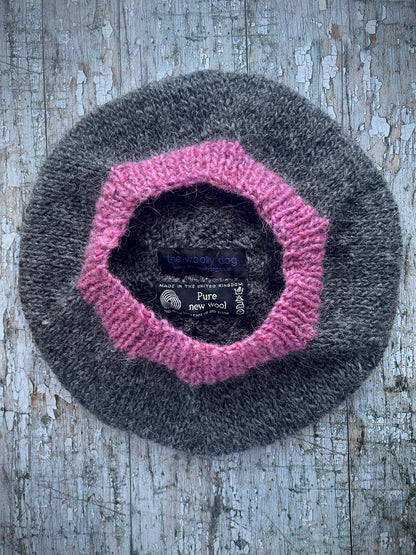 Hand Knitted Wool Beret Grey Tweed + Pink Heather

Beautifully hand knitted beret in Icelandic pure wool, perfect for keeping your head warm on cold days. Knitted in a grey tweed, with a big pink pom and pink ribbed band that gives the hat a snug fit.

SIZE: adult.

CARE: hand wash or machine wash on wool cycle at 30 degrees, dry flat, do not tumble dry.