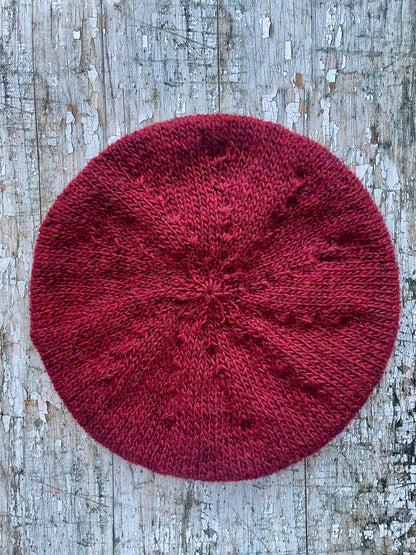 Hand Knitted Wool Beret Garnet + Grey Tweed

Beautifully hand knitted beret in Icelandic pure wool, perfect for keeping your head warm on cold days, knitted in garnet, with a grey tweed ribbed band that gives the hat a snug fit.

SIZE: adult.

CARE: hand wash or machine wash on wool cycle at 30 degrees, dry flat, do not tumble dry.